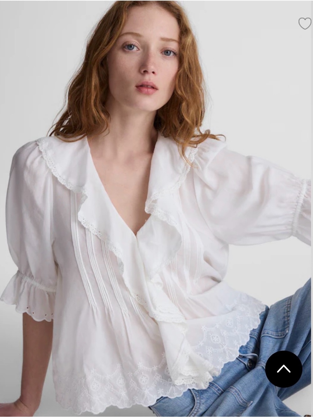 Madewell White Ruffle-Trim Cotton Chemise Blouse NWOT